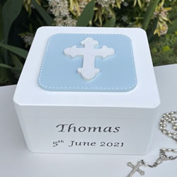 First Holy Communion </br>Trinket Box Cross Blue